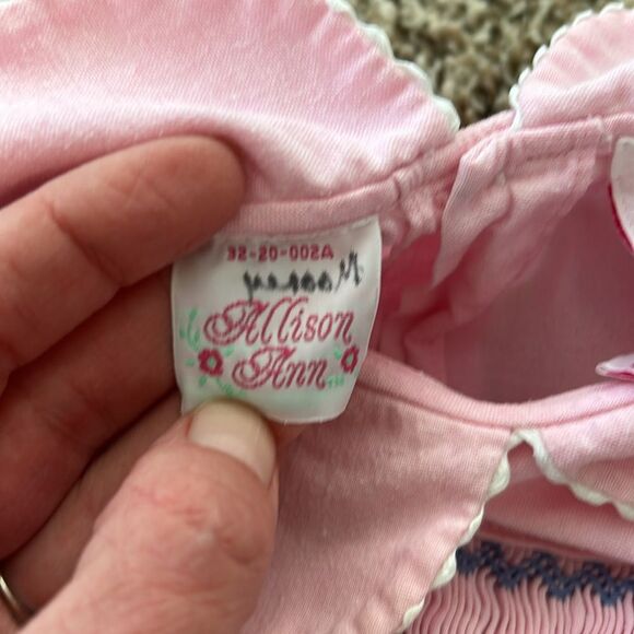 Vintage Allison Ann Baby Girl Embroidered Pink Hear Shortsleeve Romper 18M - Picture 10 of 11